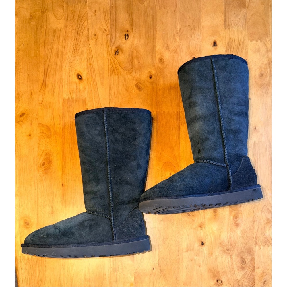 UGG Classic Tall II Black Suede Sheepskin Boots 1016224 Womens 6